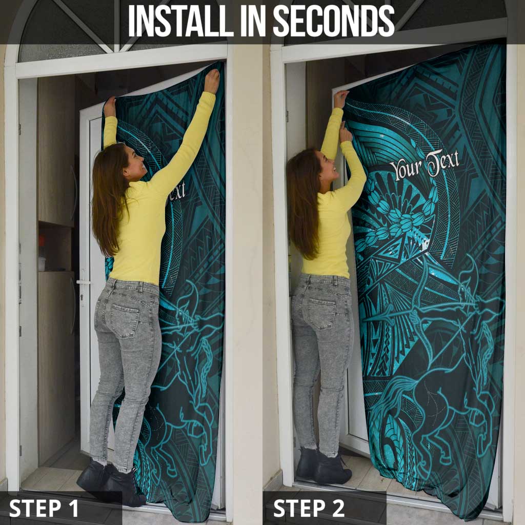 Personalised Polynesia Zodiac Sagittarius Door Cover Galaxy Polynesian Pattern Chest Tattoo Style LT14 - Polynesian Pride