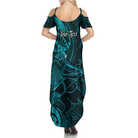 Personalised Polynesia Zodiac Sagittarius Family Matching Summer Maxi Dress and Hawaiian Shirt Galaxy Polynesian Pattern Chest Tattoo Style