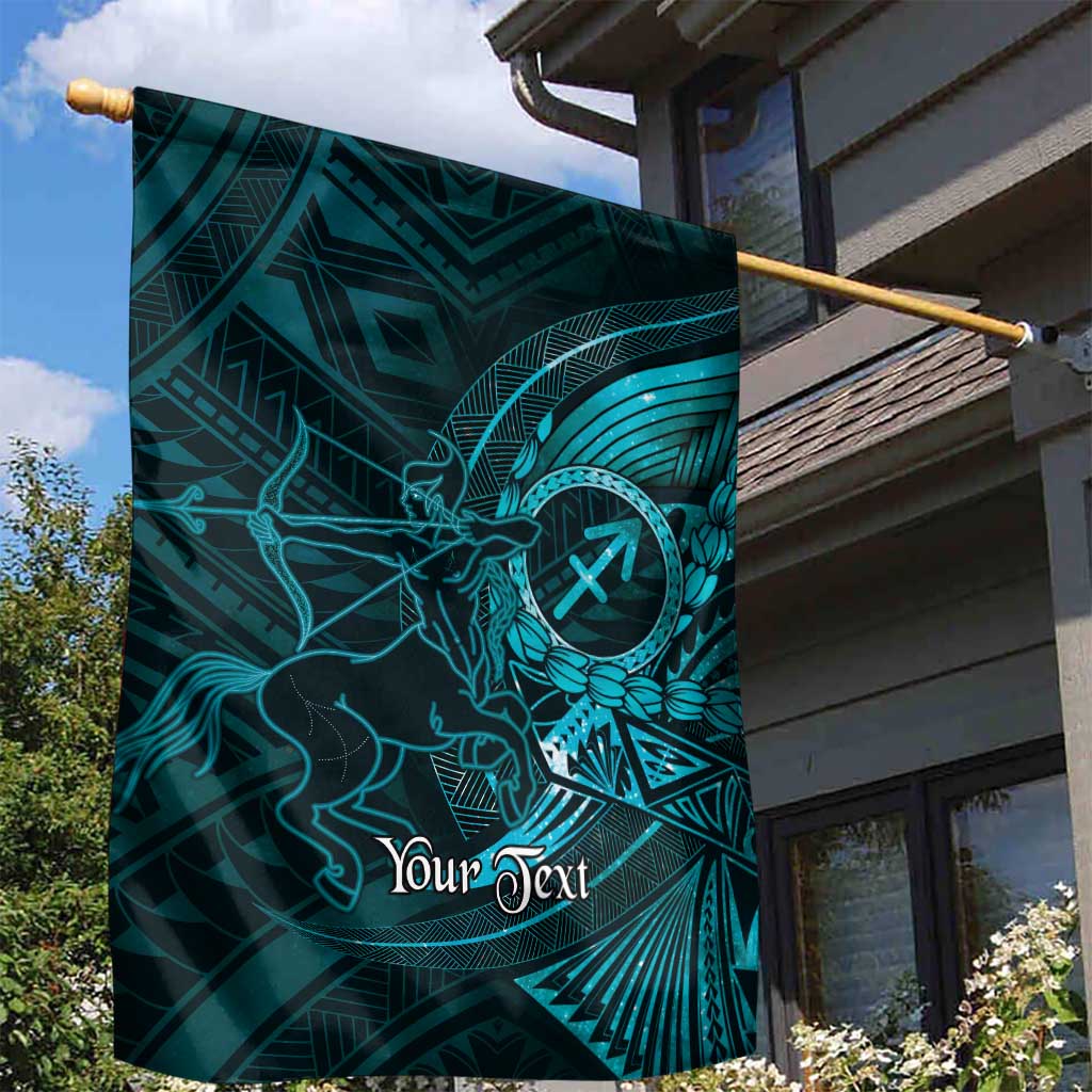Personalised Polynesia Zodiac Sagittarius Garden Flag Galaxy Polynesian Pattern Chest Tattoo Style