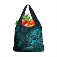 Personalised Polynesia Zodiac Sagittarius Grocery Bag Galaxy Polynesian Pattern Chest Tattoo Style LT14 1-pack One Size Cyan - Polynesian Pride