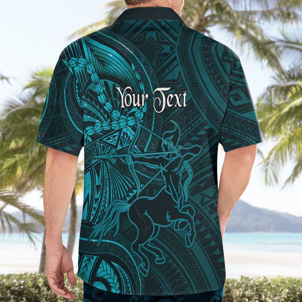 Personalised Polynesia Zodiac Sagittarius Hawaiian Shirt Galaxy Polynesian Pattern Chest Tattoo Style