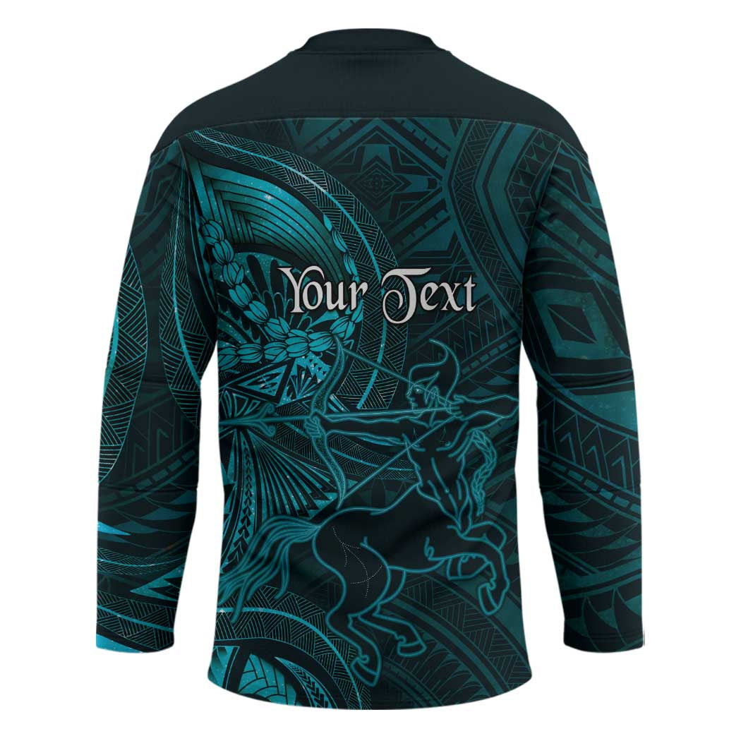 Personalised Polynesia Zodiac Sagittarius Hockey Jersey Galaxy Polynesian Pattern Chest Tattoo Style LT14 - Polynesian Pride