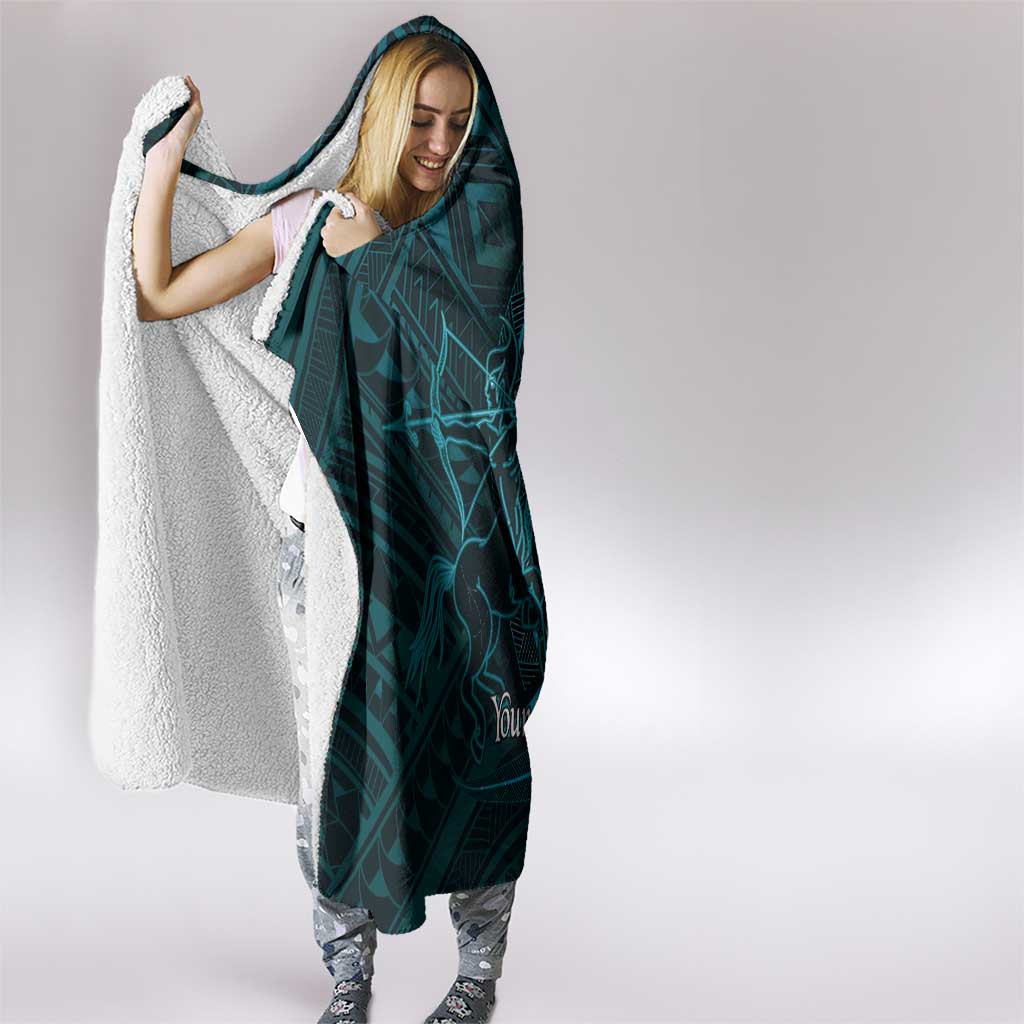Personalised Polynesia Zodiac Sagittarius Hooded Blanket Galaxy Polynesian Pattern Chest Tattoo Style LT14 - Polynesian Pride