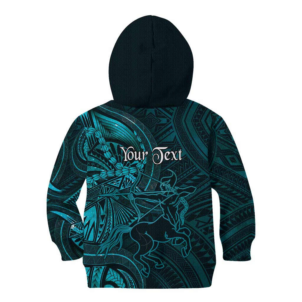 Personalised Polynesia Zodiac Sagittarius Kid Hoodie Galaxy Polynesian Pattern Chest Tattoo Style