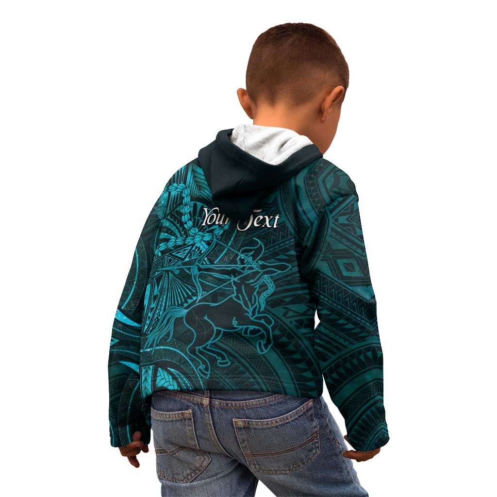 Personalised Polynesia Zodiac Sagittarius Kid Hoodie Galaxy Polynesian Pattern Chest Tattoo Style