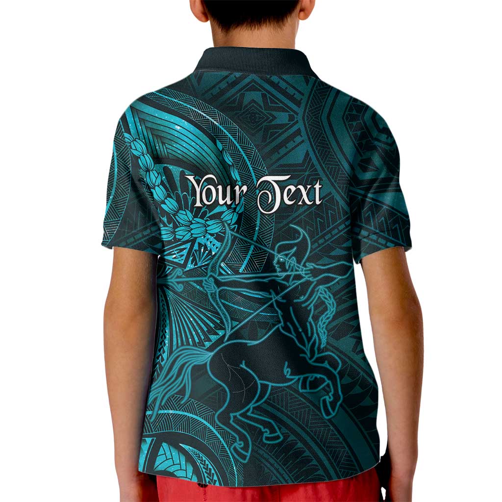 Personalised Polynesia Zodiac Sagittarius Kid Polo Shirt Galaxy Polynesian Pattern Chest Tattoo Style LT14 - Polynesian Pride
