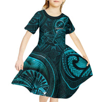 Personalised Polynesia Zodiac Sagittarius Kid Short Sleeve Dress Galaxy Polynesian Pattern Chest Tattoo Style LT14 - Polynesian Pride