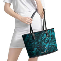 Personalised Polynesia Zodiac Sagittarius Leather Tote Bag Galaxy Polynesian Pattern Chest Tattoo Style LT14 - Polynesian Pride