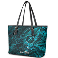 Personalised Polynesia Zodiac Sagittarius Leather Tote Bag Galaxy Polynesian Pattern Chest Tattoo Style LT14 - Polynesian Pride