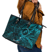 Personalised Polynesia Zodiac Sagittarius Leather Tote Bag Galaxy Polynesian Pattern Chest Tattoo Style LT14 - Polynesian Pride