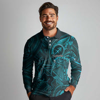 Personalised Polynesia Zodiac Sagittarius Long Sleeve Polo Shirt Galaxy Polynesian Pattern Chest Tattoo Style LT14 - Polynesian Pride