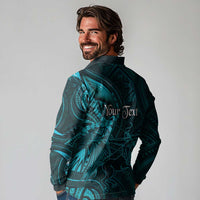 Personalised Polynesia Zodiac Sagittarius Long Sleeve Polo Shirt Galaxy Polynesian Pattern Chest Tattoo Style LT14 - Polynesian Pride
