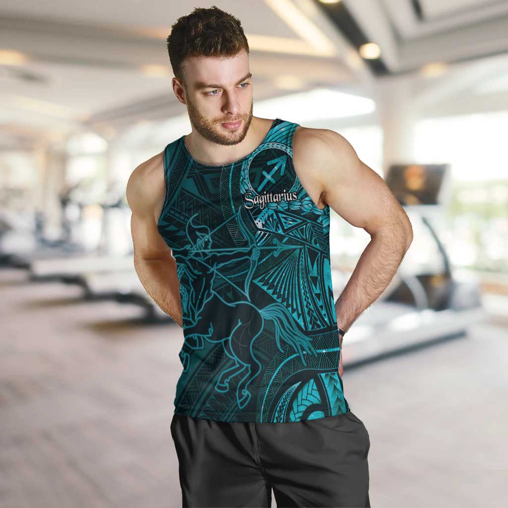 Personalised Polynesia Zodiac Sagittarius Men Tank Top Galaxy Polynesian Pattern Chest Tattoo Style