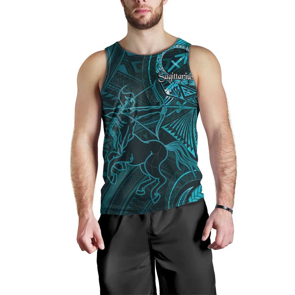 Personalised Polynesia Zodiac Sagittarius Men Tank Top Galaxy Polynesian Pattern Chest Tattoo Style