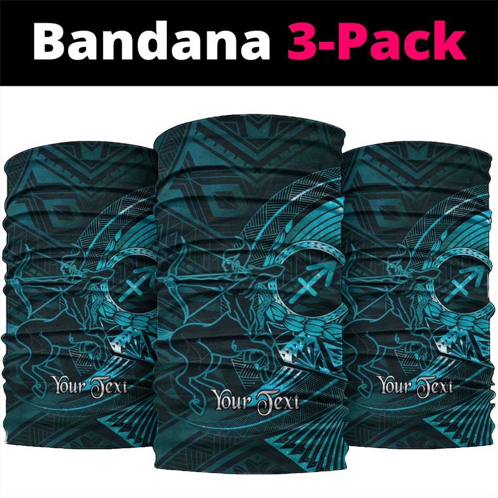 Personalised Polynesia Zodiac Sagittarius Neck Gaiter Galaxy Polynesian Pattern Chest Tattoo Style LT14 package One Size: 25*50cm Cyan - Polynesian Pride