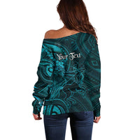 Personalised Polynesia Zodiac Sagittarius Off Shoulder Sweater Galaxy Polynesian Pattern Chest Tattoo Style LT14 - Polynesian Pride