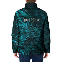 Personalised Polynesia Zodiac Sagittarius Padded Jacket Galaxy Polynesian Pattern Chest Tattoo Style