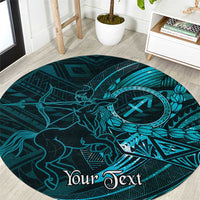 Personalised Polynesia Zodiac Sagittarius Round Carpet Galaxy Polynesian Pattern Chest Tattoo Style