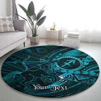 Personalised Polynesia Zodiac Sagittarius Round Carpet Galaxy Polynesian Pattern Chest Tattoo Style