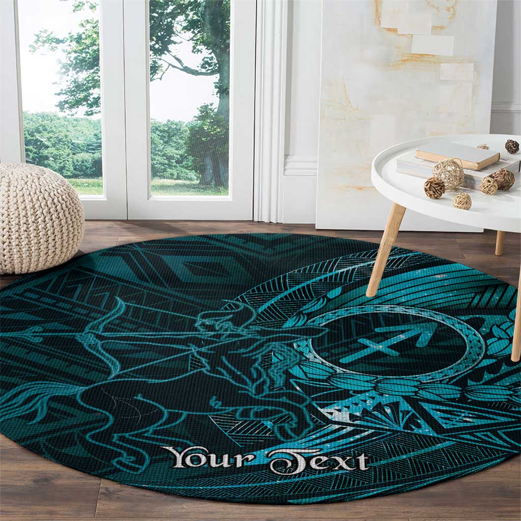 Personalised Polynesia Zodiac Sagittarius Round Carpet Galaxy Polynesian Pattern Chest Tattoo Style