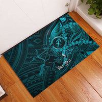 Personalised Polynesia Zodiac Sagittarius Rubber Doormat Galaxy Polynesian Pattern Chest Tattoo Style LT14 - Polynesian Pride