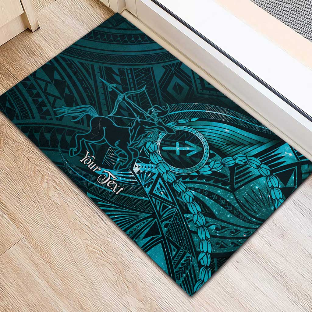 Personalised Polynesia Zodiac Sagittarius Rubber Doormat Galaxy Polynesian Pattern Chest Tattoo Style LT14 - Polynesian Pride