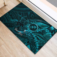 Personalised Polynesia Zodiac Sagittarius Rubber Doormat Galaxy Polynesian Pattern Chest Tattoo Style LT14 - Polynesian Pride