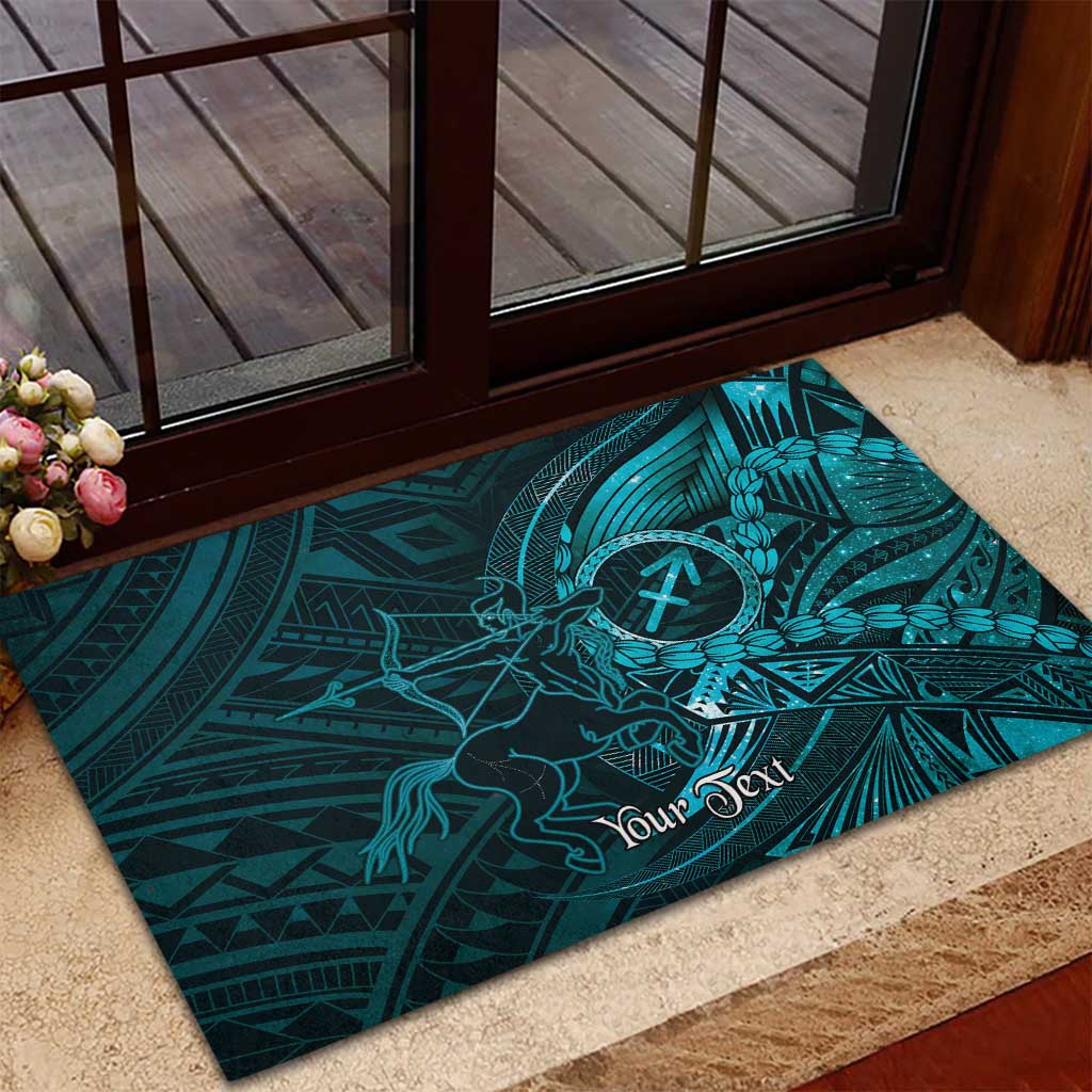 Personalised Polynesia Zodiac Sagittarius Rubber Doormat Galaxy Polynesian Pattern Chest Tattoo Style LT14 - Polynesian Pride
