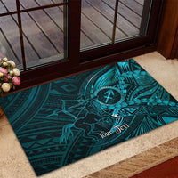 Personalised Polynesia Zodiac Sagittarius Rubber Doormat Galaxy Polynesian Pattern Chest Tattoo Style LT14 - Polynesian Pride