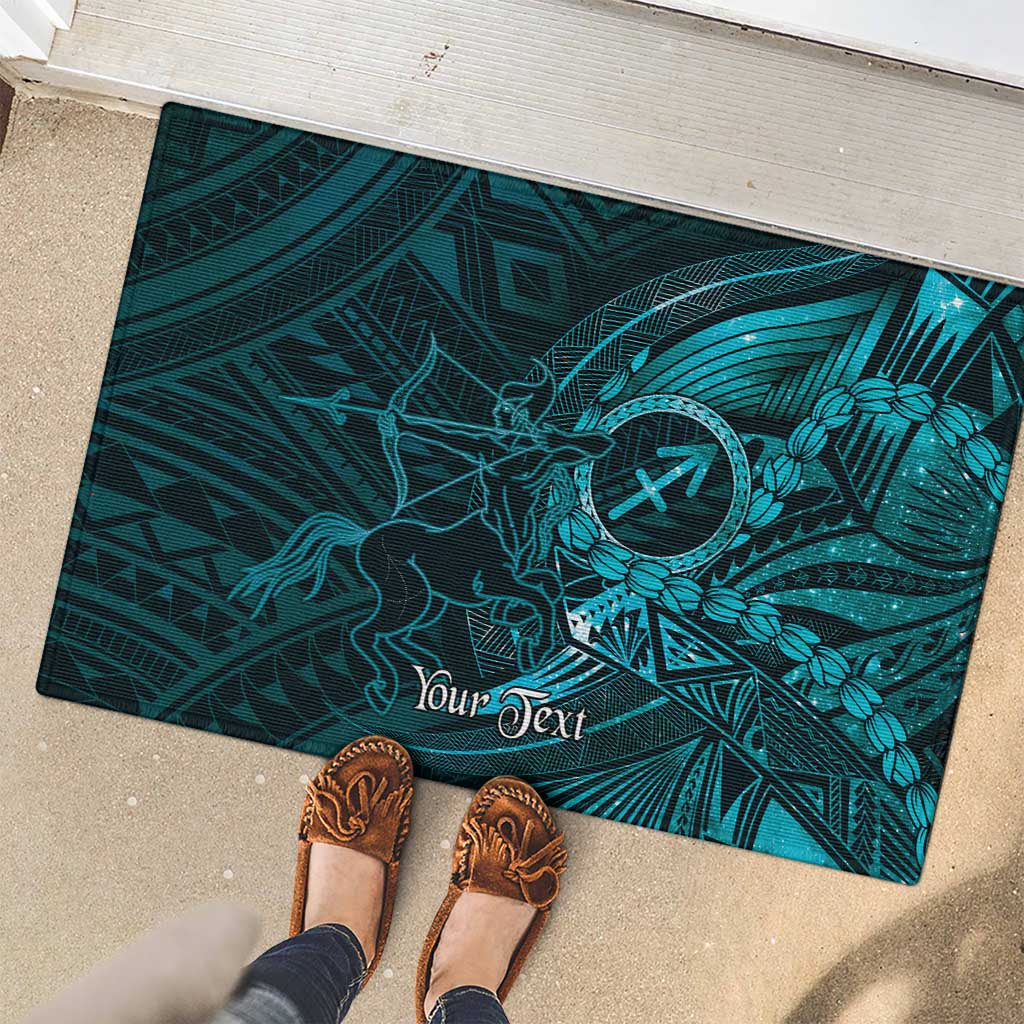 Personalised Polynesia Zodiac Sagittarius Rubber Doormat Galaxy Polynesian Pattern Chest Tattoo Style LT14 - Polynesian Pride