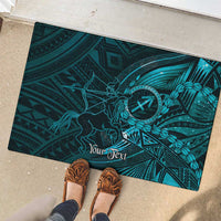 Personalised Polynesia Zodiac Sagittarius Rubber Doormat Galaxy Polynesian Pattern Chest Tattoo Style LT14 - Polynesian Pride