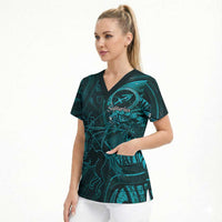 Personalised Polynesia Zodiac Sagittarius Scrub Top Galaxy Polynesian Pattern Chest Tattoo Style LT14 - Polynesian Pride