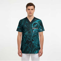 Personalised Polynesia Zodiac Sagittarius Scrub Top Galaxy Polynesian Pattern Chest Tattoo Style LT14 - Polynesian Pride