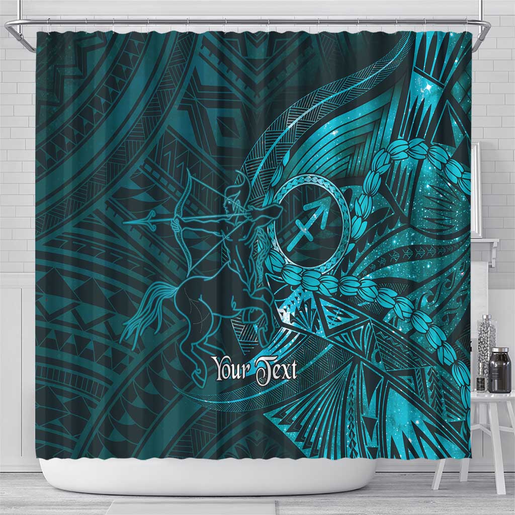 Personalised Polynesia Zodiac Sagittarius Shower Curtain Galaxy Polynesian Pattern Chest Tattoo Style LT14 - Polynesian Pride