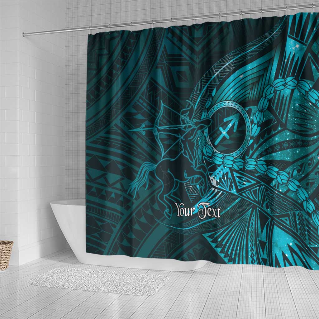 Personalised Polynesia Zodiac Sagittarius Shower Curtain Galaxy Polynesian Pattern Chest Tattoo Style LT14 - Polynesian Pride