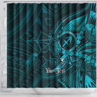 Personalised Polynesia Zodiac Sagittarius Shower Curtain Galaxy Polynesian Pattern Chest Tattoo Style LT14 - Polynesian Pride
