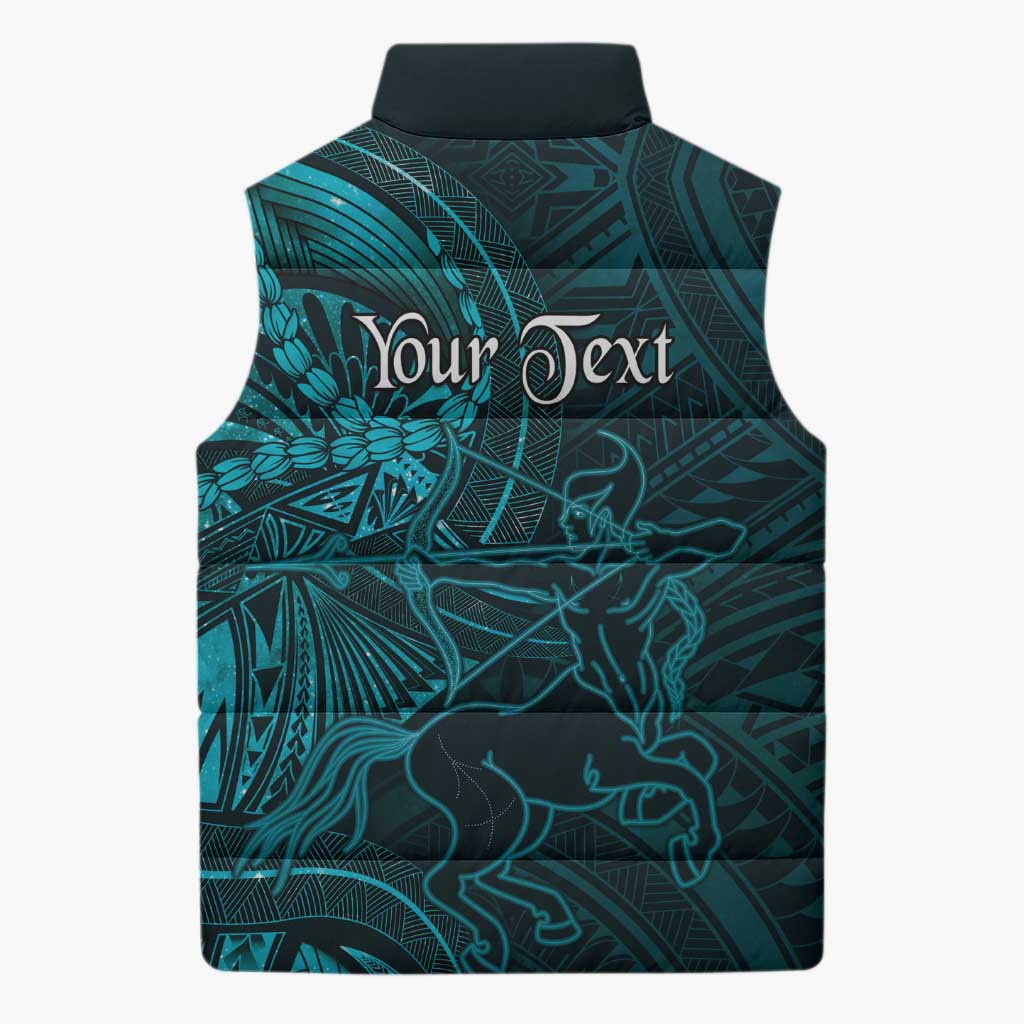 Personalised Polynesia Zodiac Sagittarius Sleeveless Puffer Jacket Galaxy Polynesian Pattern Chest Tattoo Style LT14 - Polynesian Pride