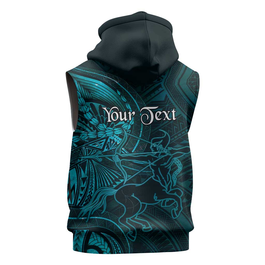 Personalised Polynesia Zodiac Sagittarius Sleeveless Zip Hoodie Galaxy Polynesian Pattern Chest Tattoo Style LT14 - Polynesian Pride