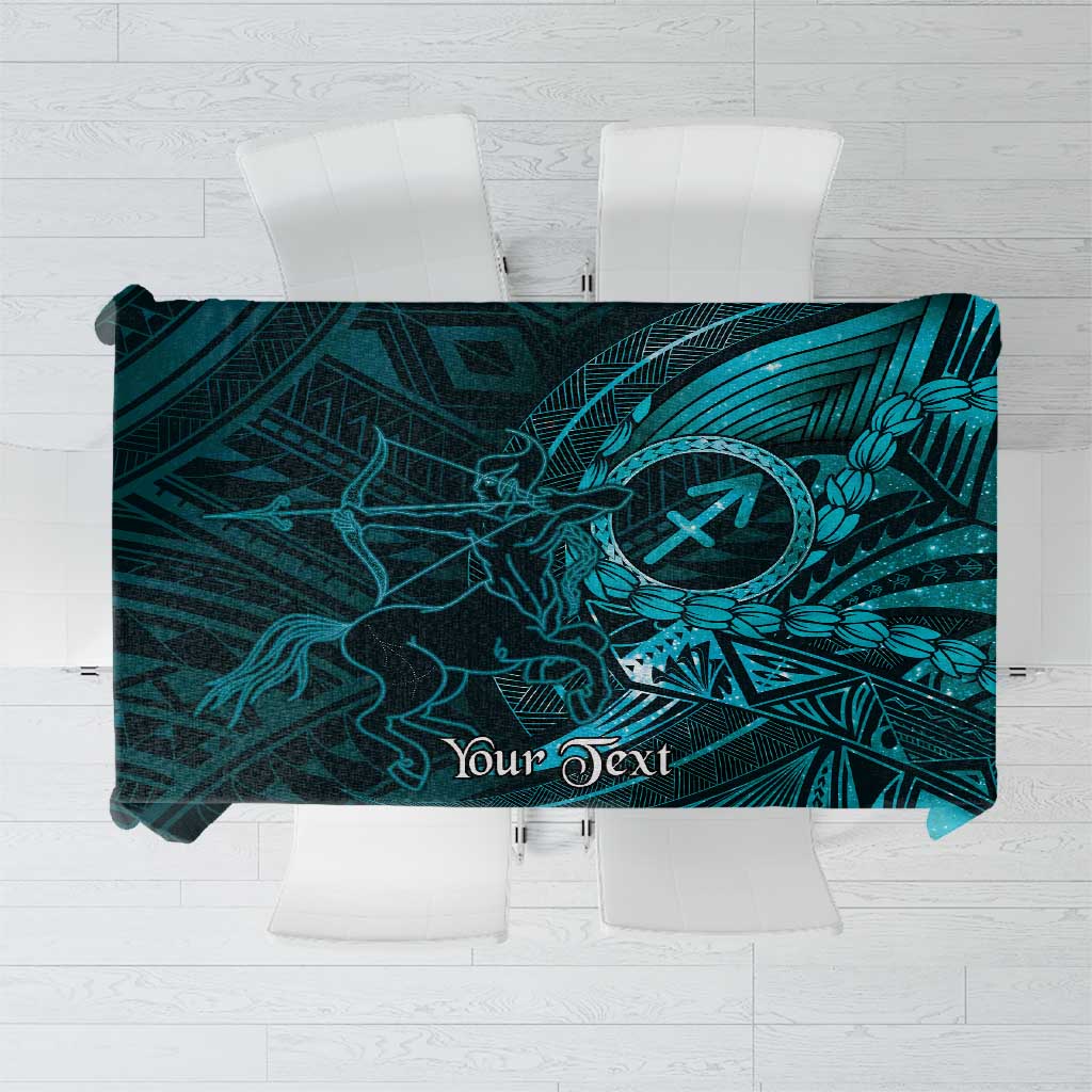 Personalised Polynesia Zodiac Sagittarius Tablecloth Galaxy Polynesian Pattern Chest Tattoo Style LT14 Cyan - Polynesian Pride