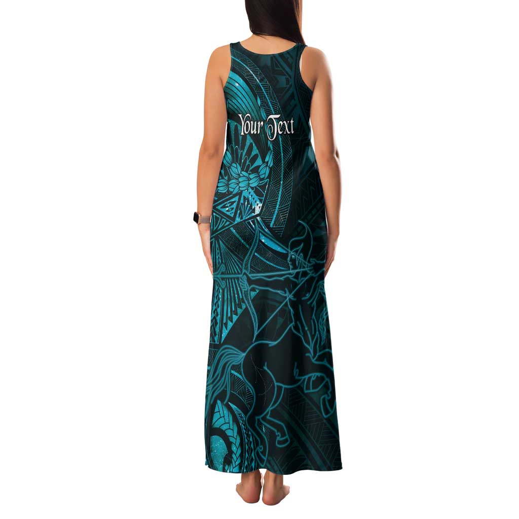 Personalised Polynesia Zodiac Sagittarius Tank Maxi Dress Galaxy Polynesian Pattern Chest Tattoo Style