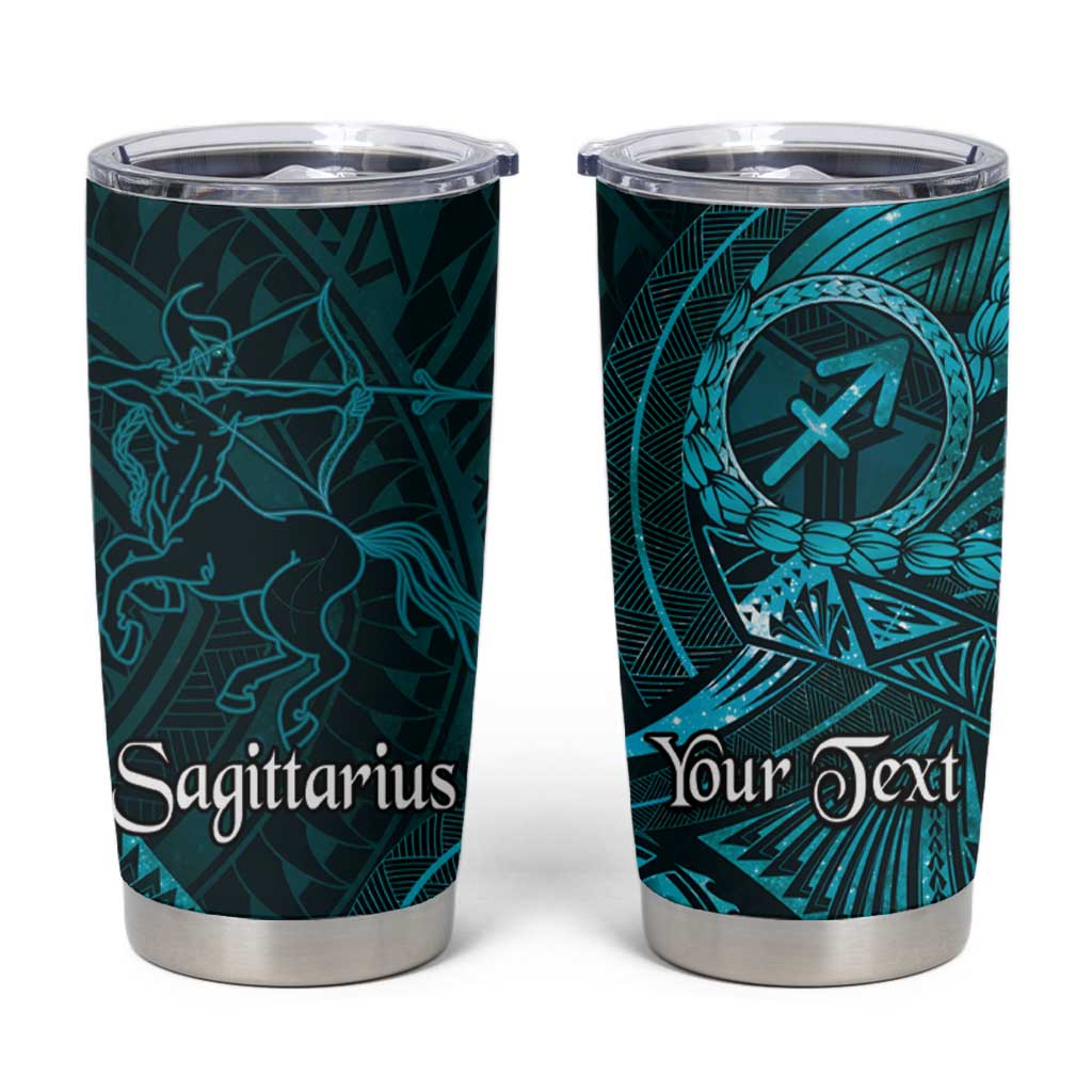 Personalised Polynesia Zodiac Sagittarius Tumbler Cup Galaxy Polynesian Pattern Chest Tattoo Style