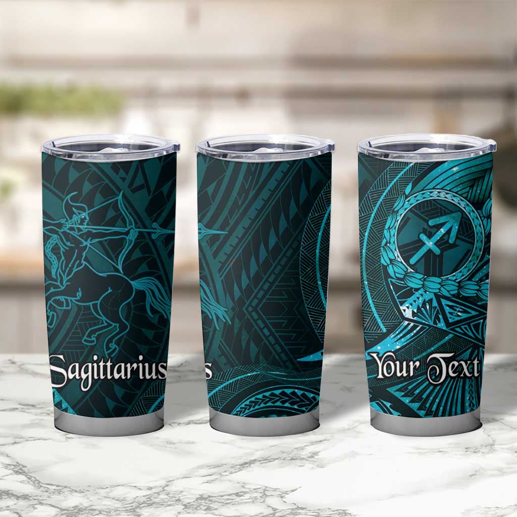Personalised Polynesia Zodiac Sagittarius Tumbler Cup Galaxy Polynesian Pattern Chest Tattoo Style