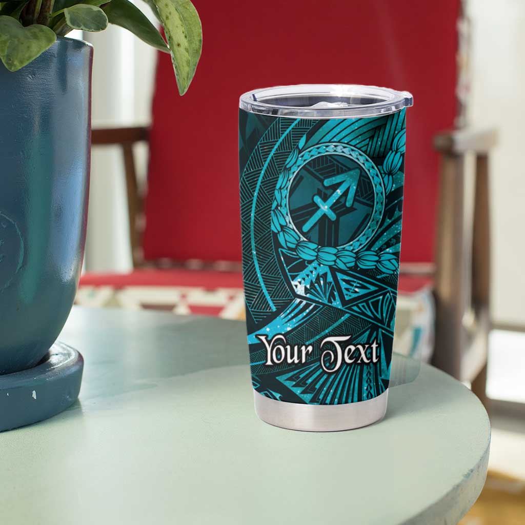 Personalised Polynesia Zodiac Sagittarius Tumbler Cup Galaxy Polynesian Pattern Chest Tattoo Style
