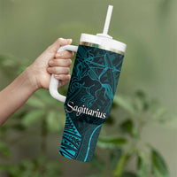 Personalised Polynesia Zodiac Sagittarius Tumbler With Handle Galaxy Polynesian Pattern Chest Tattoo Style LT14 - Polynesian Pride
