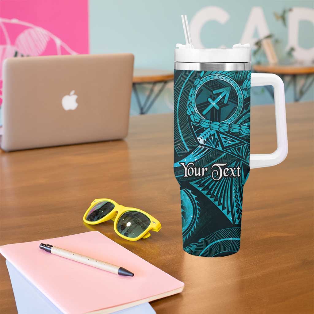 Personalised Polynesia Zodiac Sagittarius Tumbler With Handle Galaxy Polynesian Pattern Chest Tattoo Style LT14 - Polynesian Pride