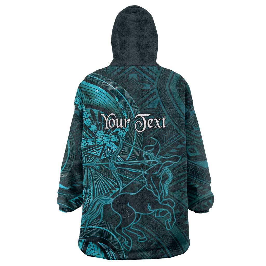 Personalised Polynesia Zodiac Sagittarius Wearable Blanket Hoodie Galaxy Polynesian Pattern Chest Tattoo Style LT14 - Polynesian Pride