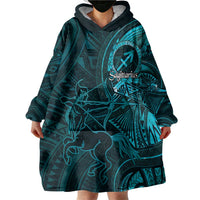 Personalised Polynesia Zodiac Sagittarius Wearable Blanket Hoodie Galaxy Polynesian Pattern Chest Tattoo Style LT14 - Polynesian Pride