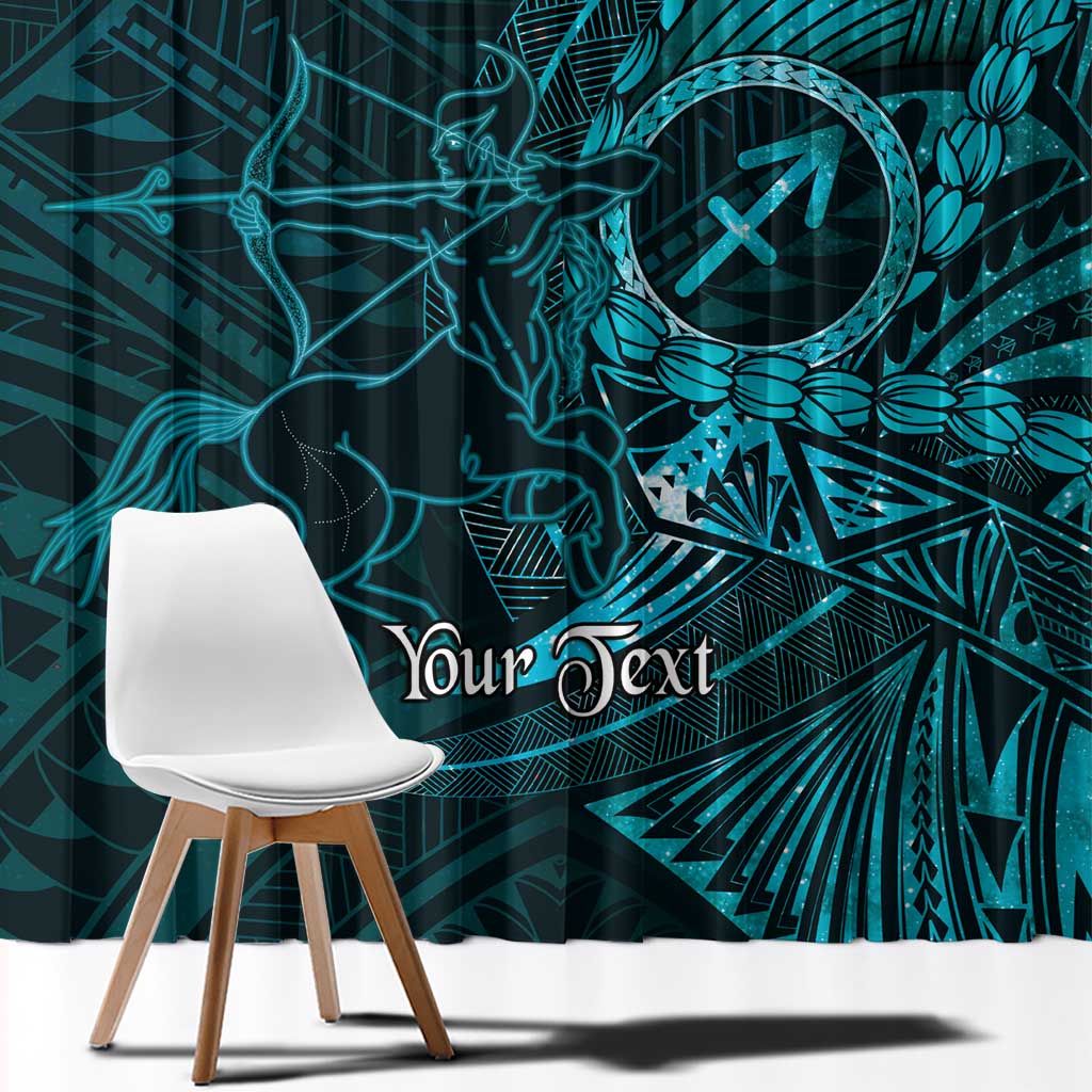 Personalised Polynesia Zodiac Sagittarius Window Curtain Galaxy Polynesian Pattern Chest Tattoo Style LT14 - Polynesian Pride