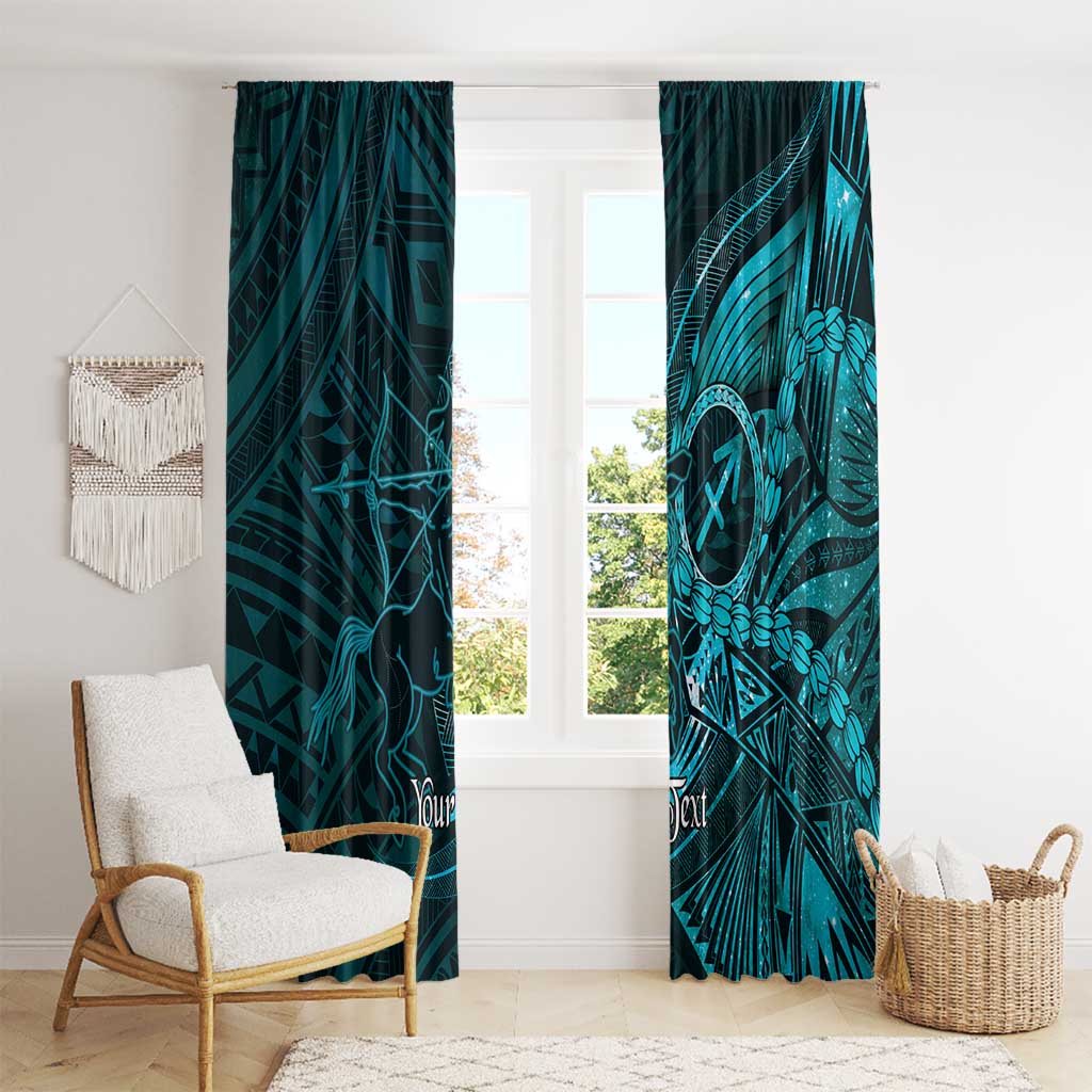 Personalised Polynesia Zodiac Sagittarius Window Curtain Galaxy Polynesian Pattern Chest Tattoo Style LT14 - Polynesian Pride