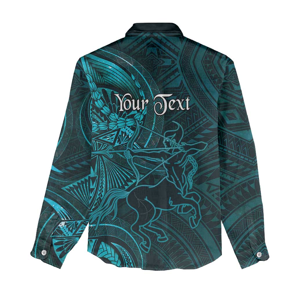 Personalised Polynesia Zodiac Sagittarius Women Casual Shirt Galaxy Polynesian Pattern Chest Tattoo Style LT14 - Polynesian Pride